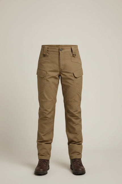 Pantalon Randonnée Kaki Multipoches Enfant Résistant - Toile - vue 3