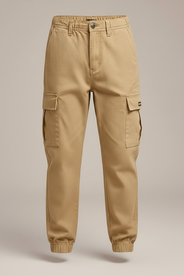 Pantalon Randonnée Kaki Cargo Coton Enfant - vue 3
