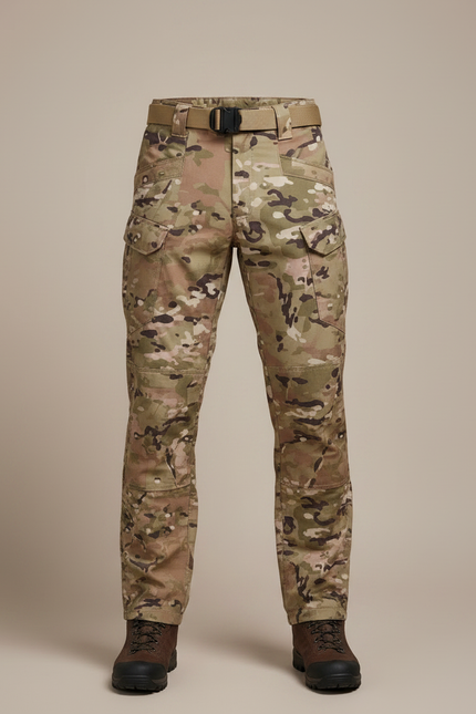 Pantalon Randonnée Camouflage Multi-Poches Tactique Homme - Multicolore Toile - vue 3