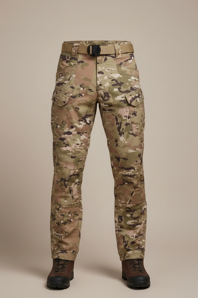 Pantalon Randonnée Camouflage Multi-Poches Tactique Homme - Multicolore Toile - vue 3