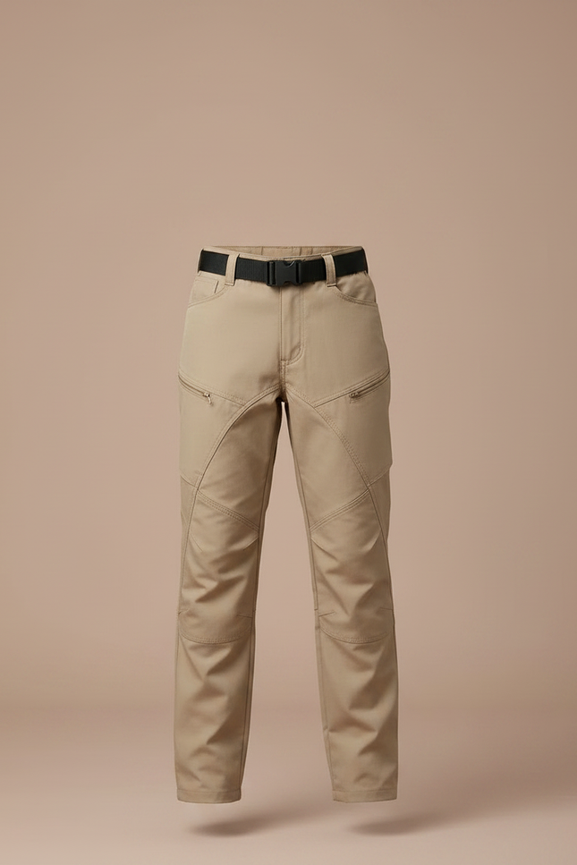 Pantalon Randonnée Beige Enfant Tactique Résistant Multipoches - Polyester - vue 3