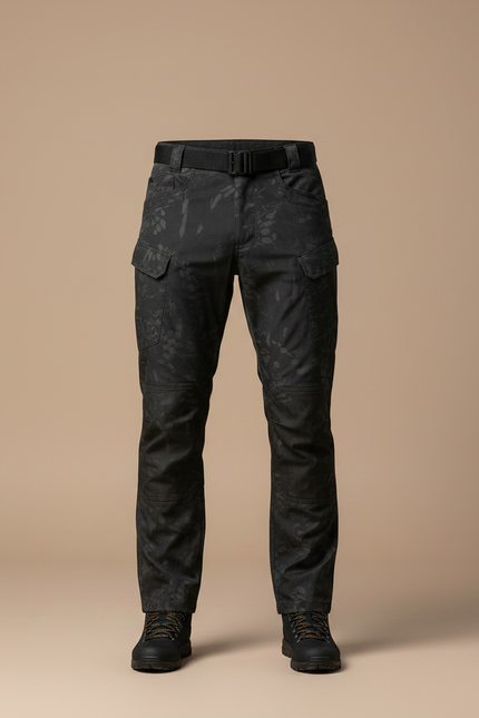 Pantalon Randonnée Noir Camouflage Multi-Poches Homme - Polyester - vue 3