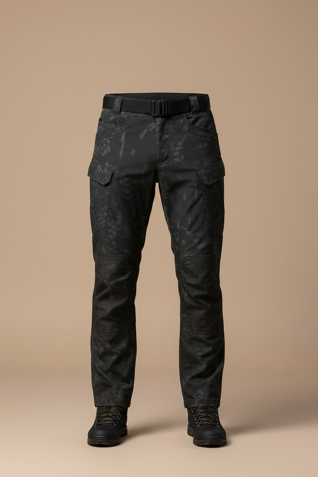 Pantalon Randonnée Noir Camouflage Multi-Poches Homme - Polyester - vue 3