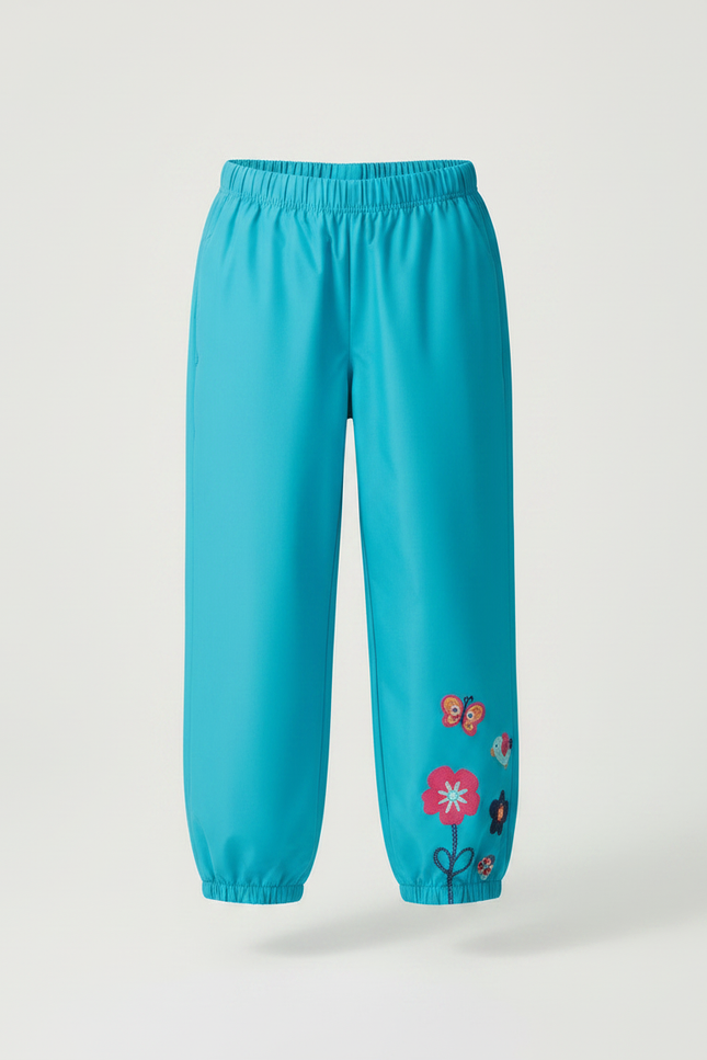 Pantalon Randonnée Turquoise Étanche Motifs Fleurs Fille - Bleu Polyester - vue 3