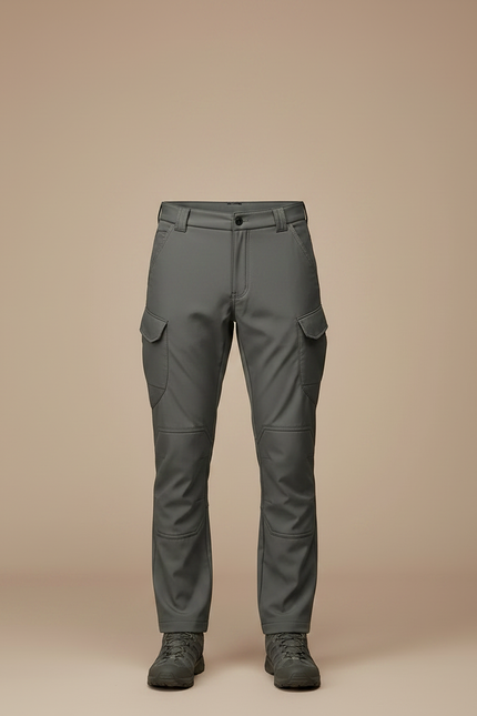 Pantalon Randonnée Gris Cargo Softshell Homme Épais - Polyester - vue 3