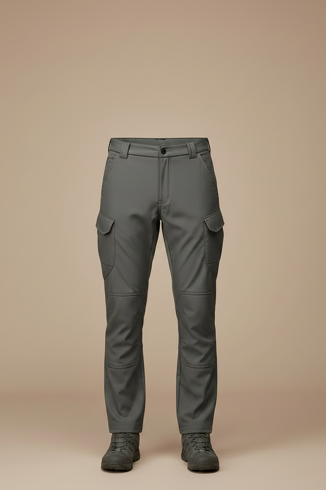 Pantalon Randonnée Gris Cargo Softshell Homme Épais - Polyester - vue 3
