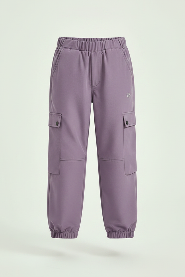 Pantalon Randonnée Violet Cargo Enfant Doublé Polaire - Polyester - vue 3