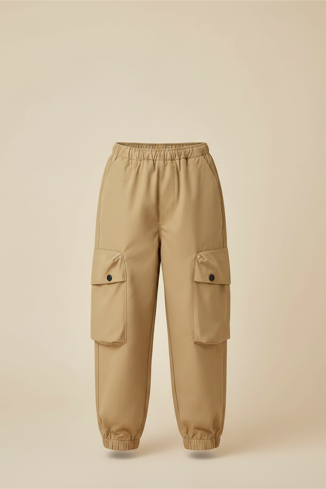 Pantalon Randonnée Beige Cargo Ample Enfant Robuste - Polyester - vue 3