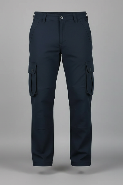 Pantalon Randonnée Cargo Bleu Marine Coton Robuste Homme - vue 3