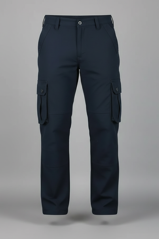 Pantalon Randonnée Cargo Bleu Marine Coton Robuste Homme - vue 3