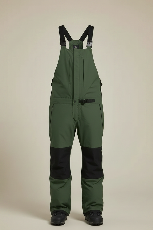 Pantalon Randonnée Vert Bretelles Imperméable Coupe Ample - Polyester - vue 3