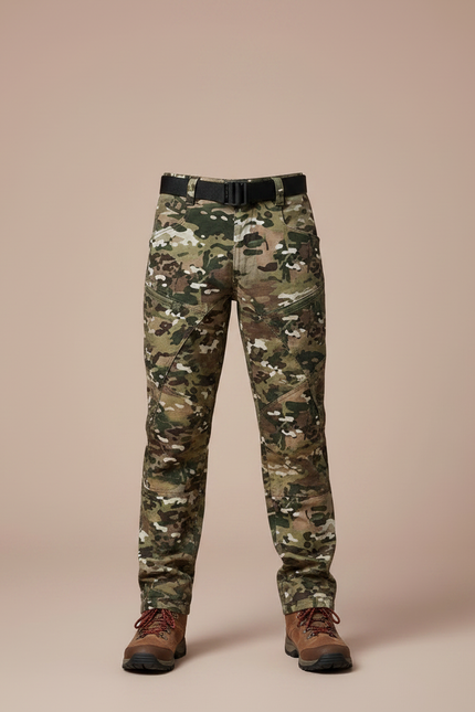 Pantalon Randonnée Camouflage Multipoches Enfant Résistant - Multicolore Toile - vue 3