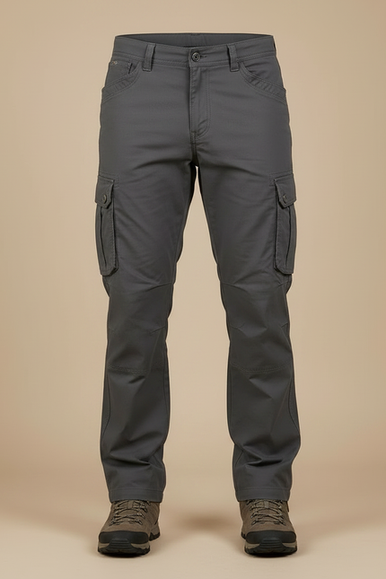 Pantalon Randonnée Cargo Gris Homme Coton Multi-Poches Tactique - vue 3