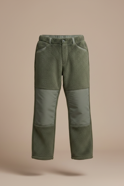 Pantalon Randonnée Enfant Vert Polaire Renforcé Décontracté - Kaki Polyester - vue 3