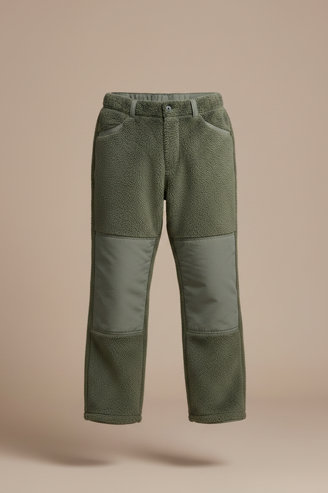 Pantalon Randonnée Enfant Vert Polaire Renforcé Décontracté - Kaki Polyester - vue 3