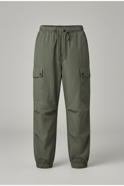 Pantalon Randonnée Vert Enfant Léger Cargo Élastiqué - Kaki Polyester - vue 3