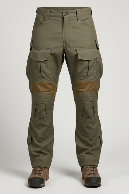 Pantalon Randonnée Kaki Homme Tactique Cargo Multi-Poches - Polyester - vue 3
