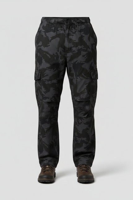 Pantalon Randonnée Camouflage Noir Cargo Ample Homme - Polyester - vue 3