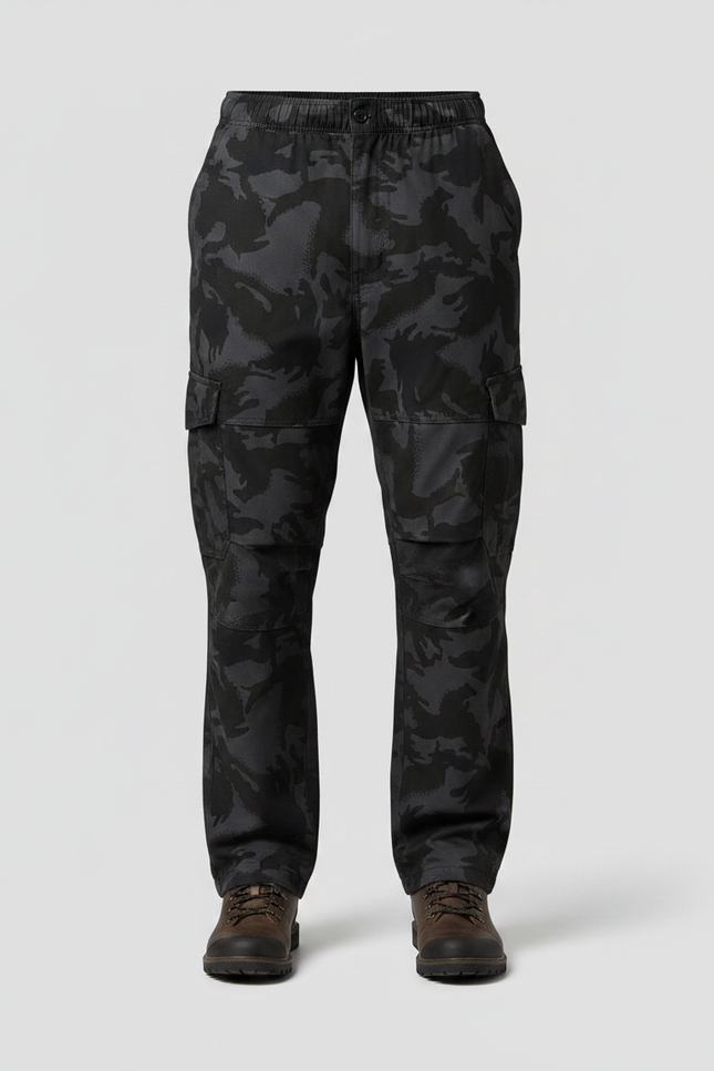 Pantalon Randonnée Camouflage Noir Cargo Ample Homme - Polyester - vue 3