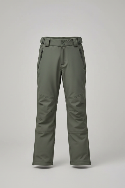 Pantalon Randonnée Kaki Enfant Imperméable Bretelles Chaud - Polyester - vue 3