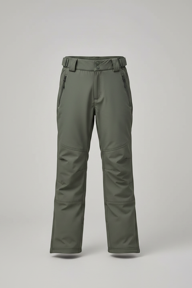 Pantalon Randonnée Kaki Enfant Imperméable Bretelles Chaud - Polyester - vue 3