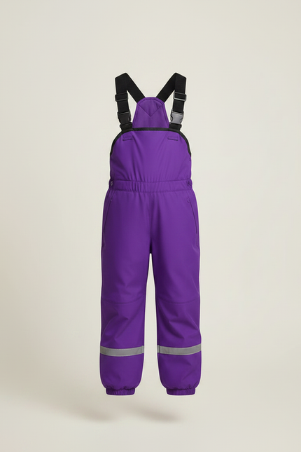 Pantalon Randonnée Violet Imperméable Réfléchissant Bretelles Enfant - Polyester - vue 3