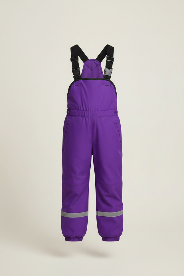 Pantalon Randonnée Violet Imperméable Réfléchissant Bretelles Enfant - Polyester - vue 3