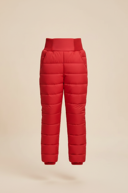 Pantalon Randonnée Rouge Matelassé Enfant Hiver - Polyester - vue 3