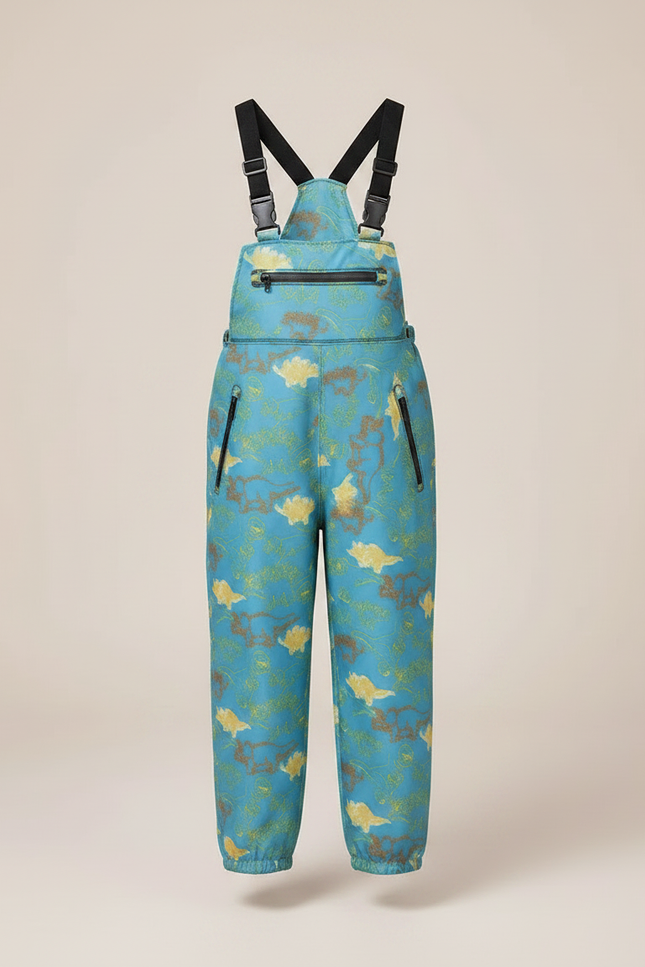 Pantalon Randonnée Turquoise Imperméable Motifs Dinosaures Enfant - Bleu Polyester - vue 3