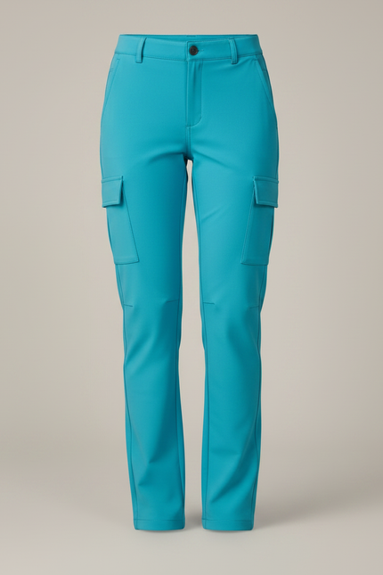 Pantalon Randonnée Cargo Fluide Turquoise Femme - Bleu Polyester - vue 3