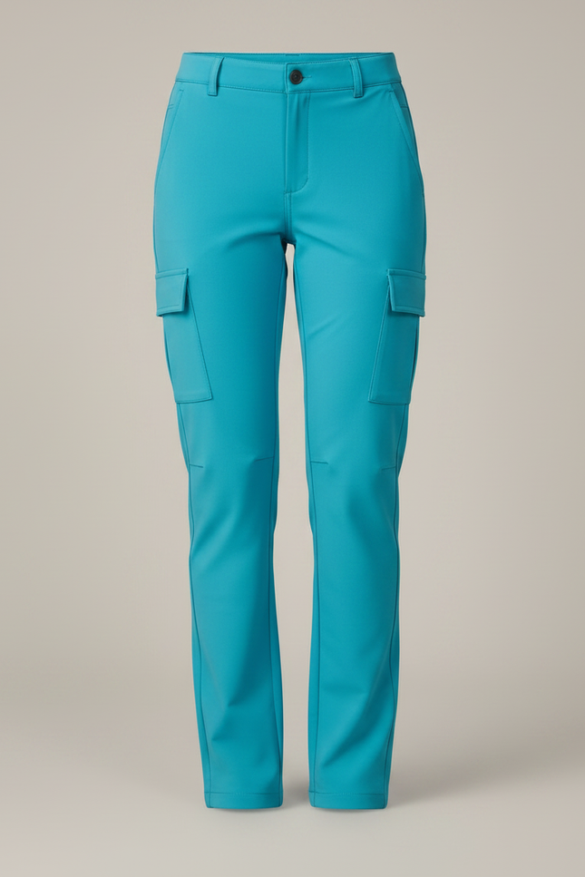 Pantalon Randonnée Cargo Fluide Turquoise Femme - Bleu Polyester - vue 3