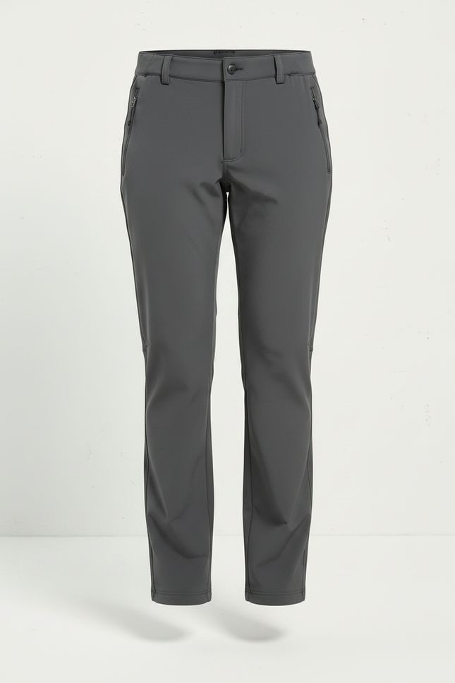 Pantalon Randonnée Femme Gris Coupe Droite Ceinturé - Polyester - vue 3