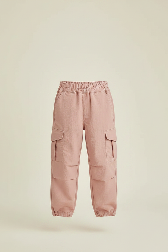 Pantalon Randonnée Rose Cargo Coton Ample Enfant - vue 3