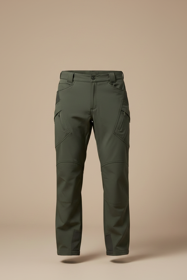 Pantalon Randonnée Vert Militaire Softshell Homme Coupe Droite - Kaki Polyester - vue 3