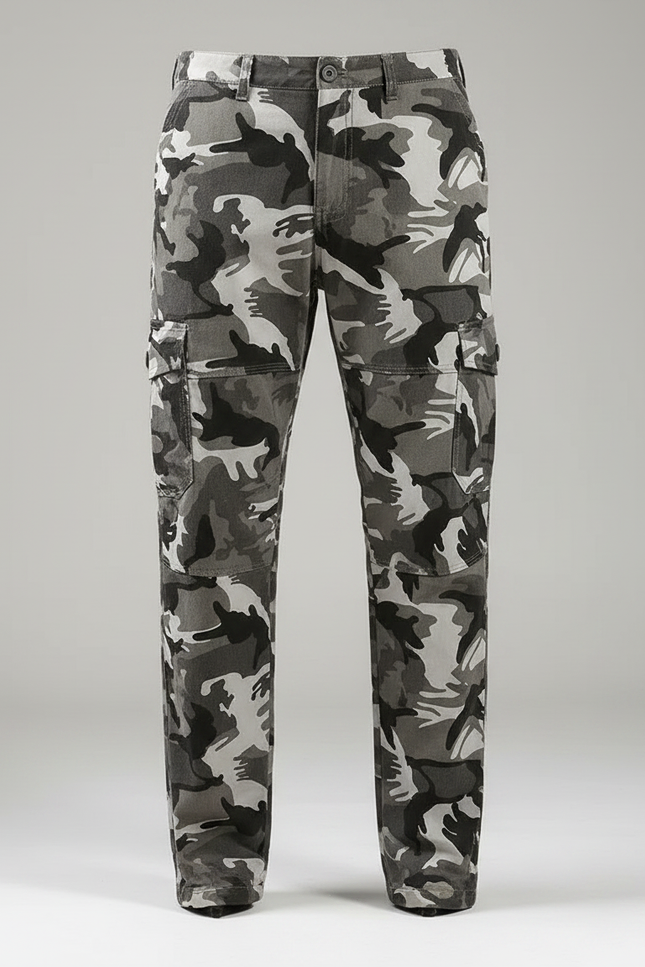 Pantalon Randonnée Camouflage Gris Ample Cargo Homme - Toile - vue 3