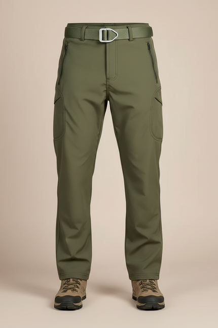 Pantalon Randonnée Vert Militaire Homme Softshell Imperméable - Kaki Polyester - vue 3