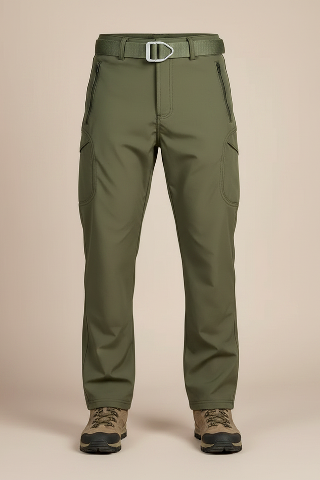 Pantalon Randonnée Vert Militaire Homme Softshell Imperméable - Kaki Polyester - vue 3
