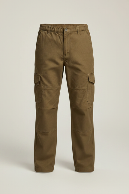 Pantalon Randonnée Kaki Coton Cargo Multi-Poches Enfant - vue 3