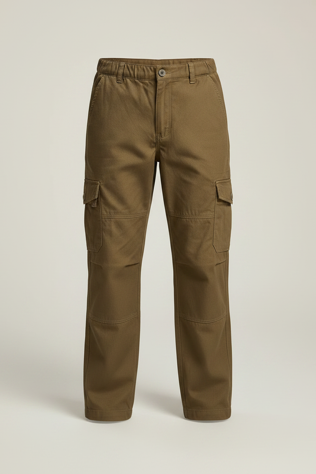 Pantalon Randonnée Kaki Coton Cargo Multi-Poches Enfant - vue 3