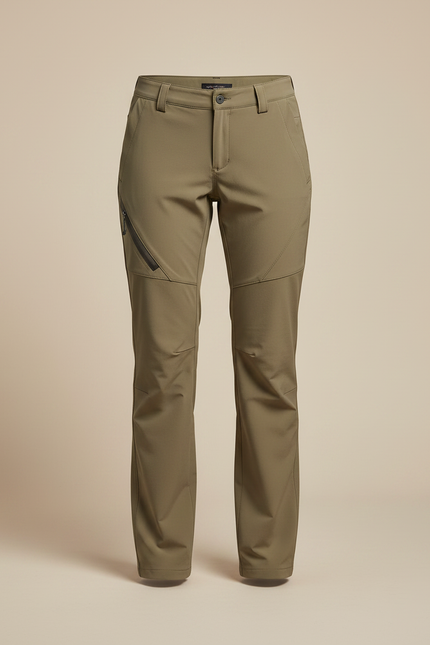 Pantalon Randonnée Kaki Droit Stretch Zippé Femme - Polyester - vue 3