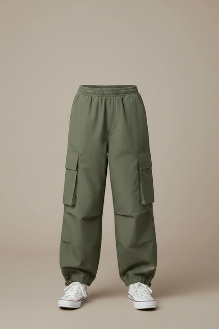 Pantalon Randonnée Kaki Ample Cargo Enfant Élastique - Polyester - vue 3