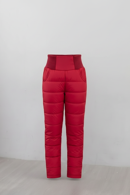 Pantalon Randonnée Rouge Matelassé Épais Chaud Enfant - Polyester - vue 3
