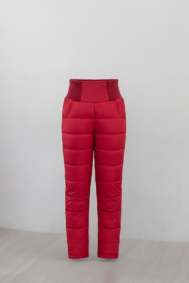 Pantalon Randonnée Rouge Matelassé Épais Chaud Enfant - Polyester - vue 3