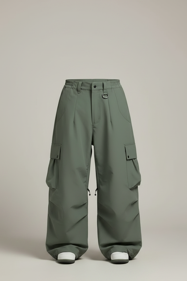 Pantalon Randonnée Vert Ample Cargo Étanche Homme - Kaki Polyester - vue 3