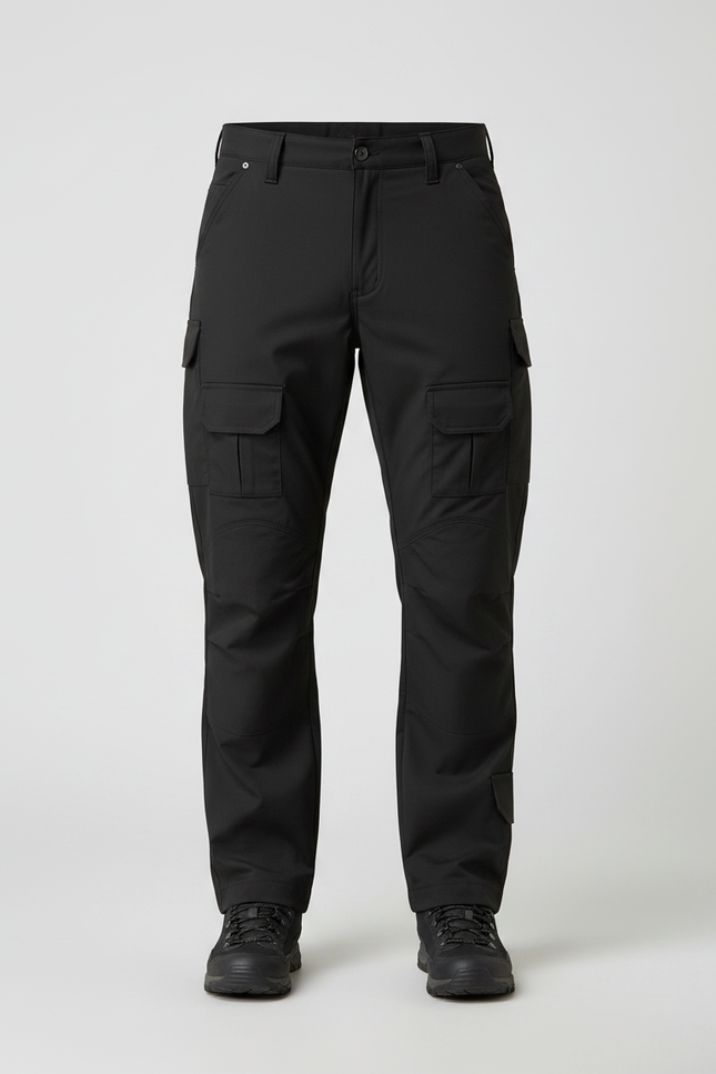 Pantalon Randonnée Noir Cargo Confortable Multipoches Homme Tactique - Polyester - vue 3