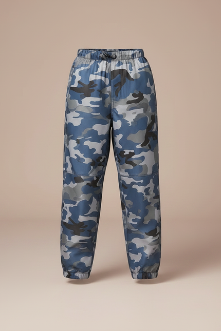 Pantalon Randonnée Camouflage Bleu Enfant Imperméable - Polyester - vue 3