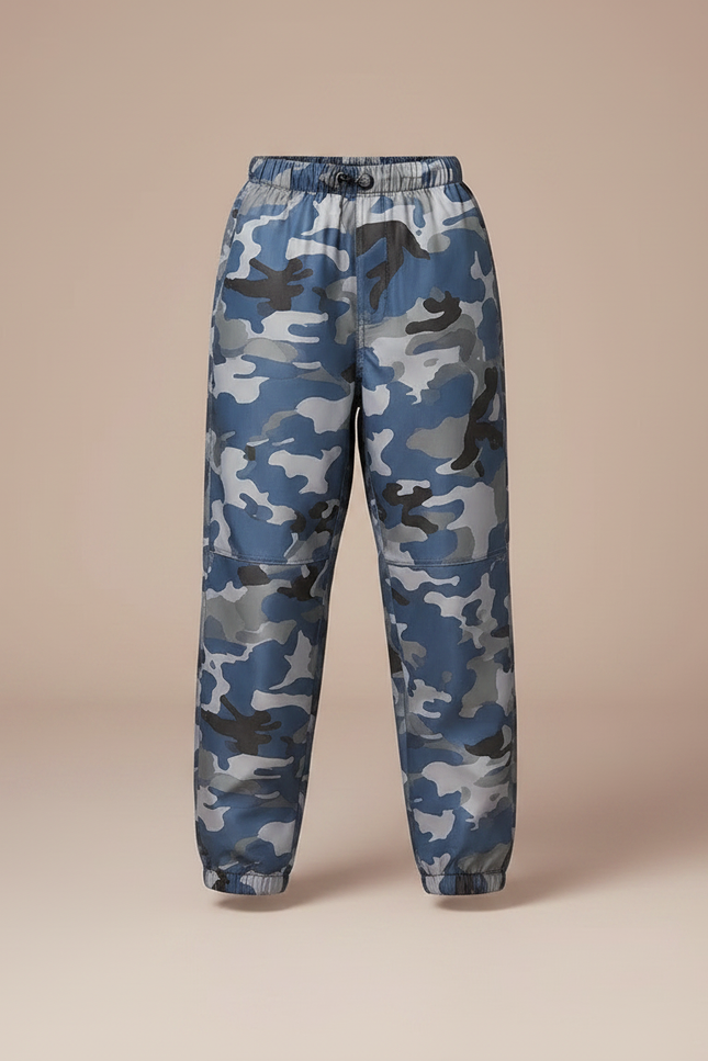Pantalon Randonnée Camouflage Bleu Enfant Imperméable - Polyester - vue 3