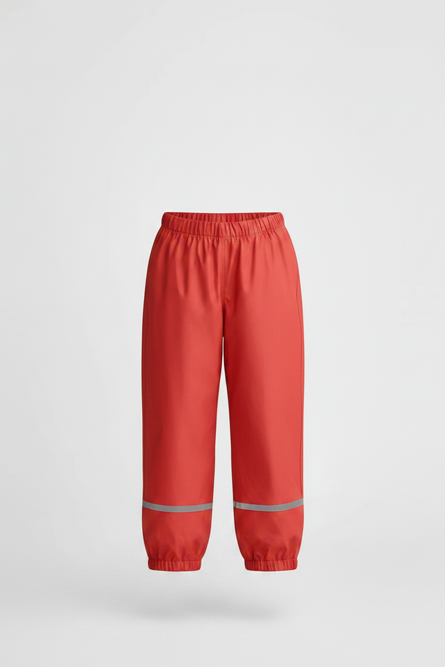 Pantalon Randonnée Rouge Imperméable Réfléchissant Enfant - Polyester - vue 3