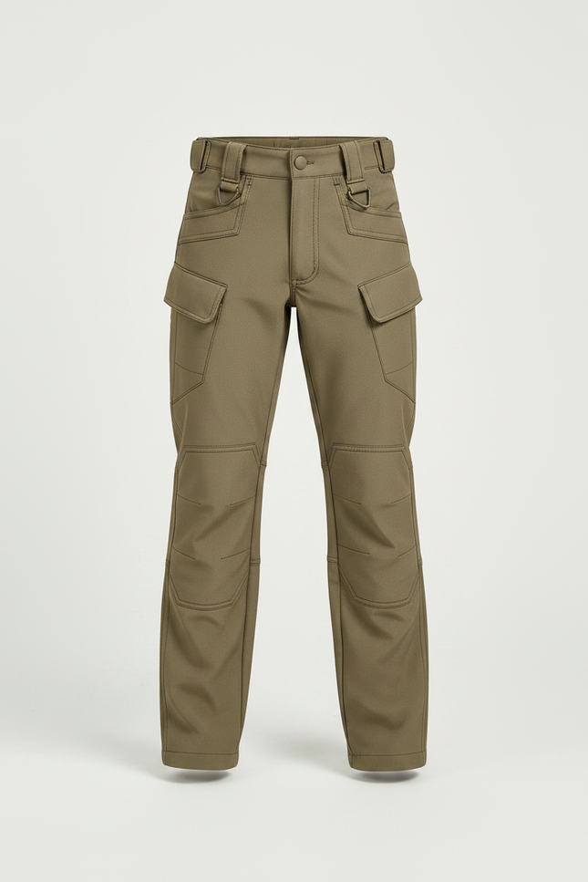 Pantalon Randonnée Kaki Cargo Enfant Renforcé - Polyester - vue 3