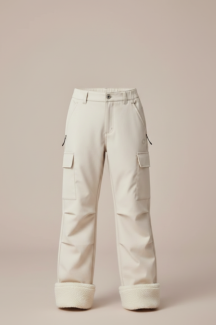 Pantalon Randonnée Beige Cargo Doublé Polaire Enfant - Polyester - vue 3